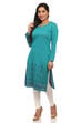 Blue Straight Poly Cotton Kurta image number 2