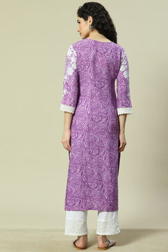 Purple LIVA Straight Kurta image number 4