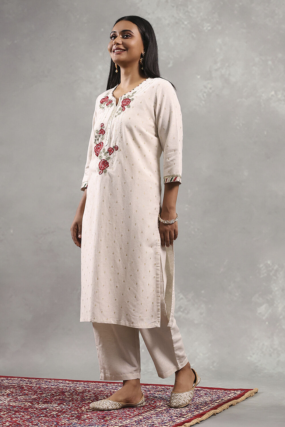 Natural Viscose Rayon Printed Straight Kurta image number 2