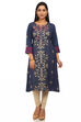 Blue A-Line Poly Cotton Kurta image number 0