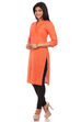 Orange Cotton Straight Kurta image number 3