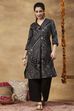 Black Viscose Blend Straight Printed Kurta Pants Set image number 0