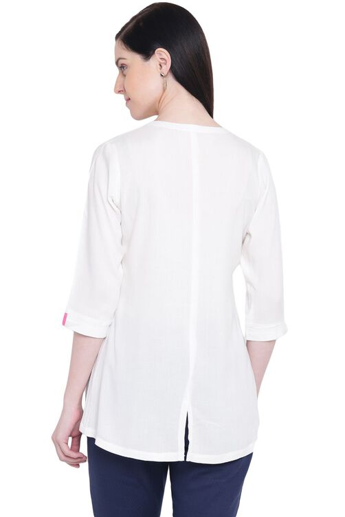 White Viscose Indie Top image number 4