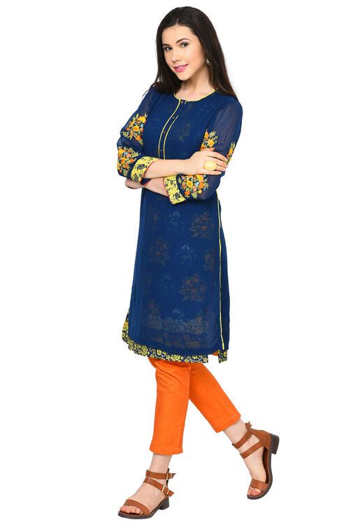 Indigo Straight Viscose Indie Top image number 2