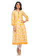 Yellow Kalidar Poly Cotton Kurta image number 0