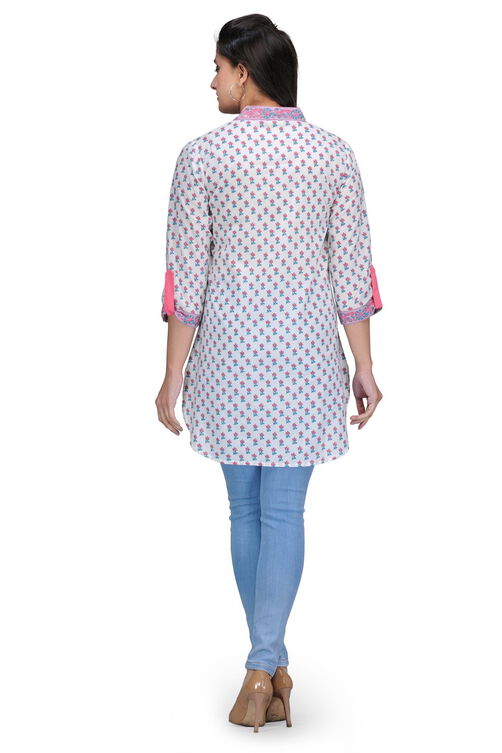 White Cotton Straight Kurta image number 3