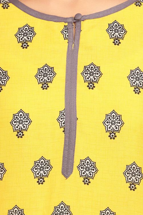 Lime Straight Cotton Kurta image number 4