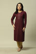 Purple Jacquard Yarndyed Kurta image number 5