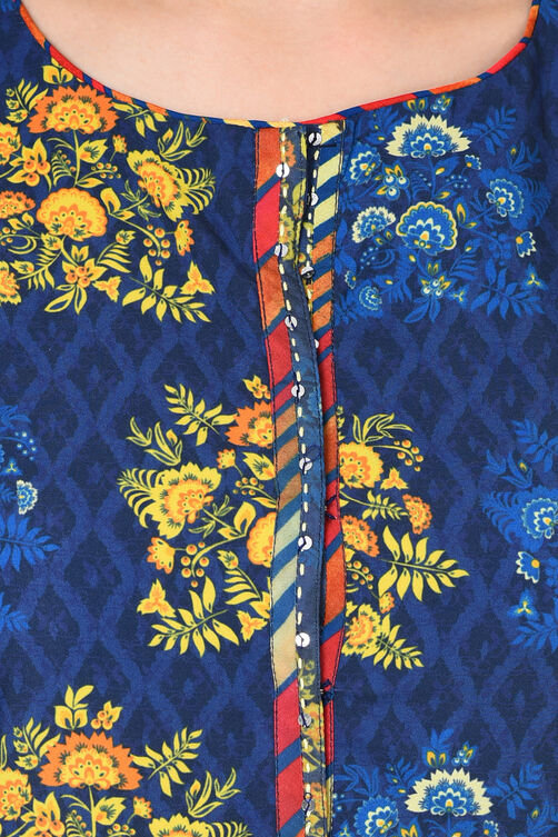 Indigo Straight Polyester Kurta image number 4