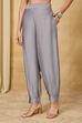 Silver Viscose Blend Straight Pants image number 4