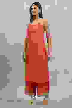 Orange Cotton Printed Kalidar Suit Set image number 7