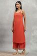 Orange Cotton Printed Kalidar Suit Set image number 7