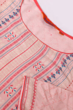 Peach Viscose Rayon A Line Kurta image number 4