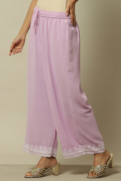 Mauve Poly Georgette Solid Straight Fit Palazzo image number 2
