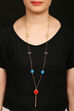 Multicolor Glass Faceted Beads With Tassel Necklace