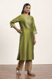 Lime Green Viscose Rayon Straight Kurta Pants Set image number 5