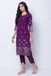Purple Polyester Dupioni Straight Kurta image number 2