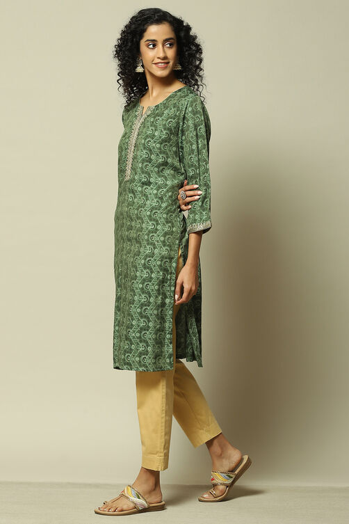 Pink Viscose Straight Printed Kurta image number 2