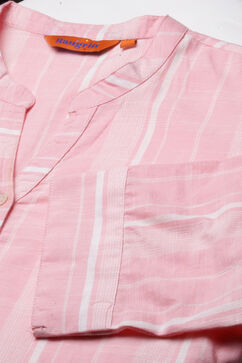 Light Pink Cotton Straight Kurta image number 1