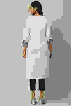 Ecru Rayon Staight Kurta image number 3