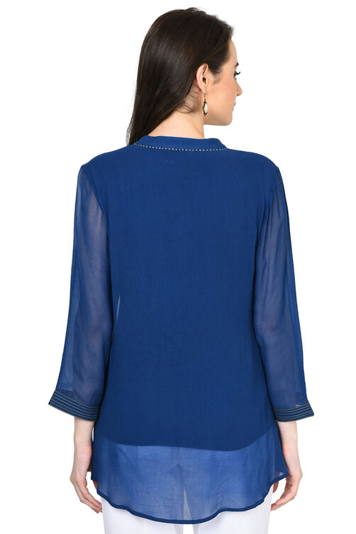 Indigo Straight Viscose Indie Top image number 3