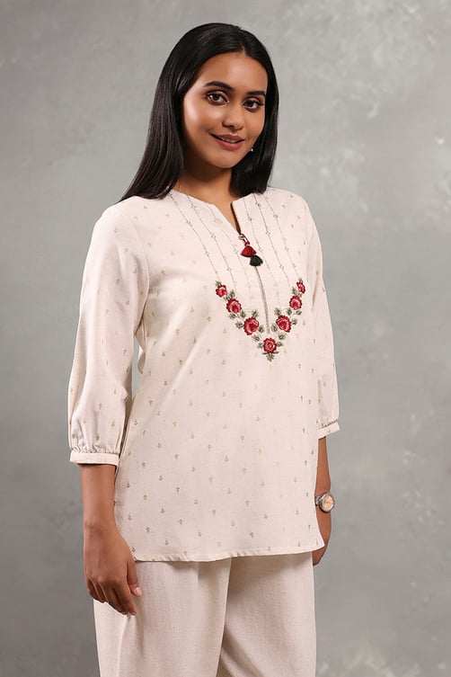 Natural Viscose Printed Straight Top image number 4