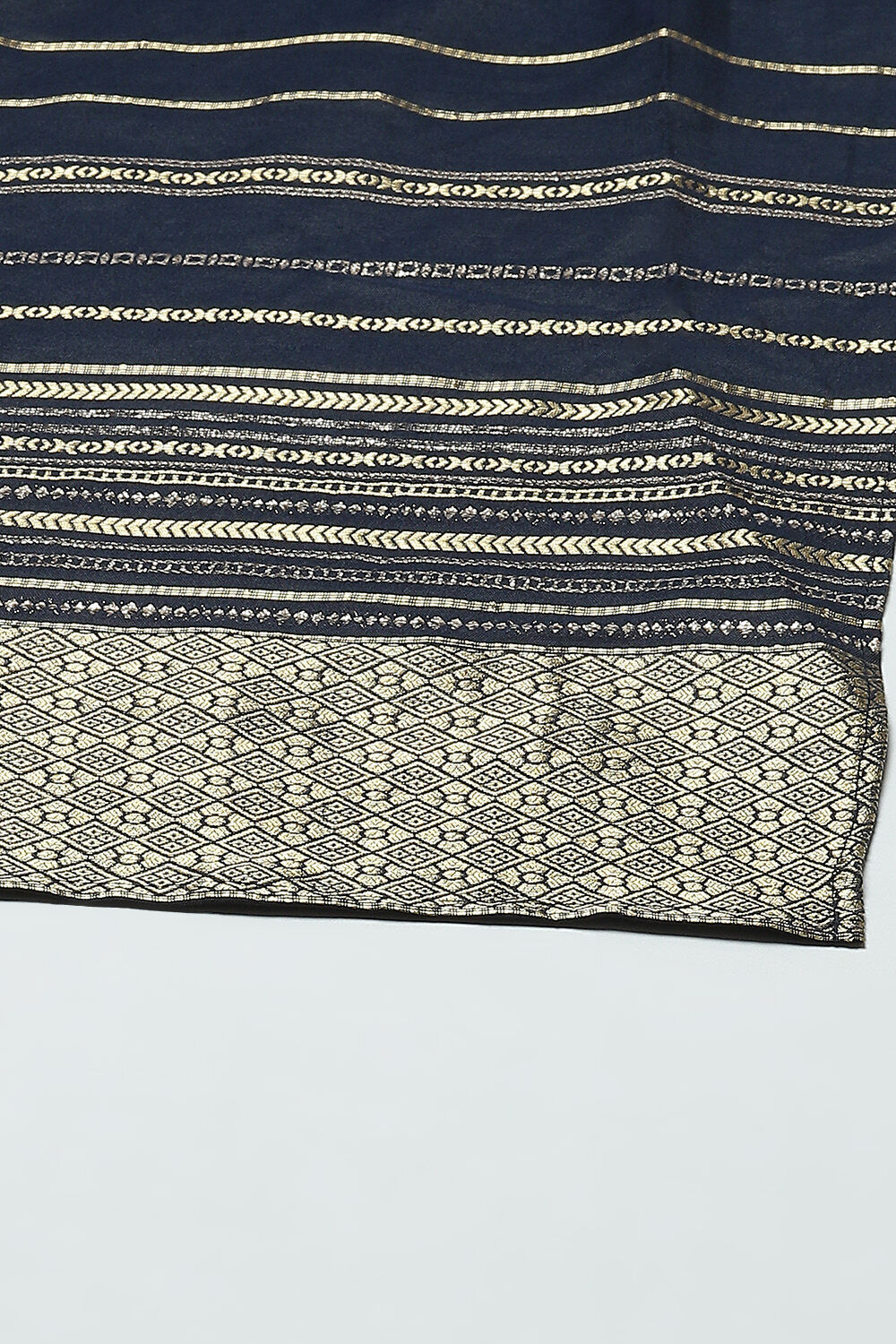 Navy Blue Art Silk Straight Suit Set image number 3