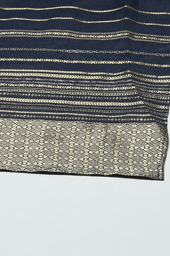 Navy Blue Art Silk Straight Suit Set image number 3
