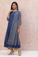 Indigo LIVA A Line Dress With Jacket image number 5