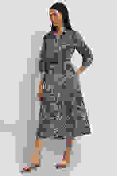 Indigo Cotton Printed Tiered Dress image number 2