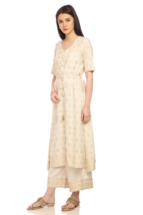 Ecru Flared Viscose Dress image number 2