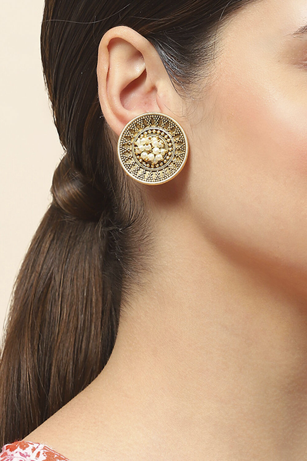 Gold Oxidised Alloy Earrings image number 1