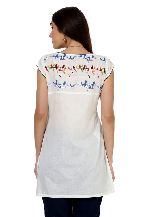Beige Straight Cotton Indie Top image number 6
