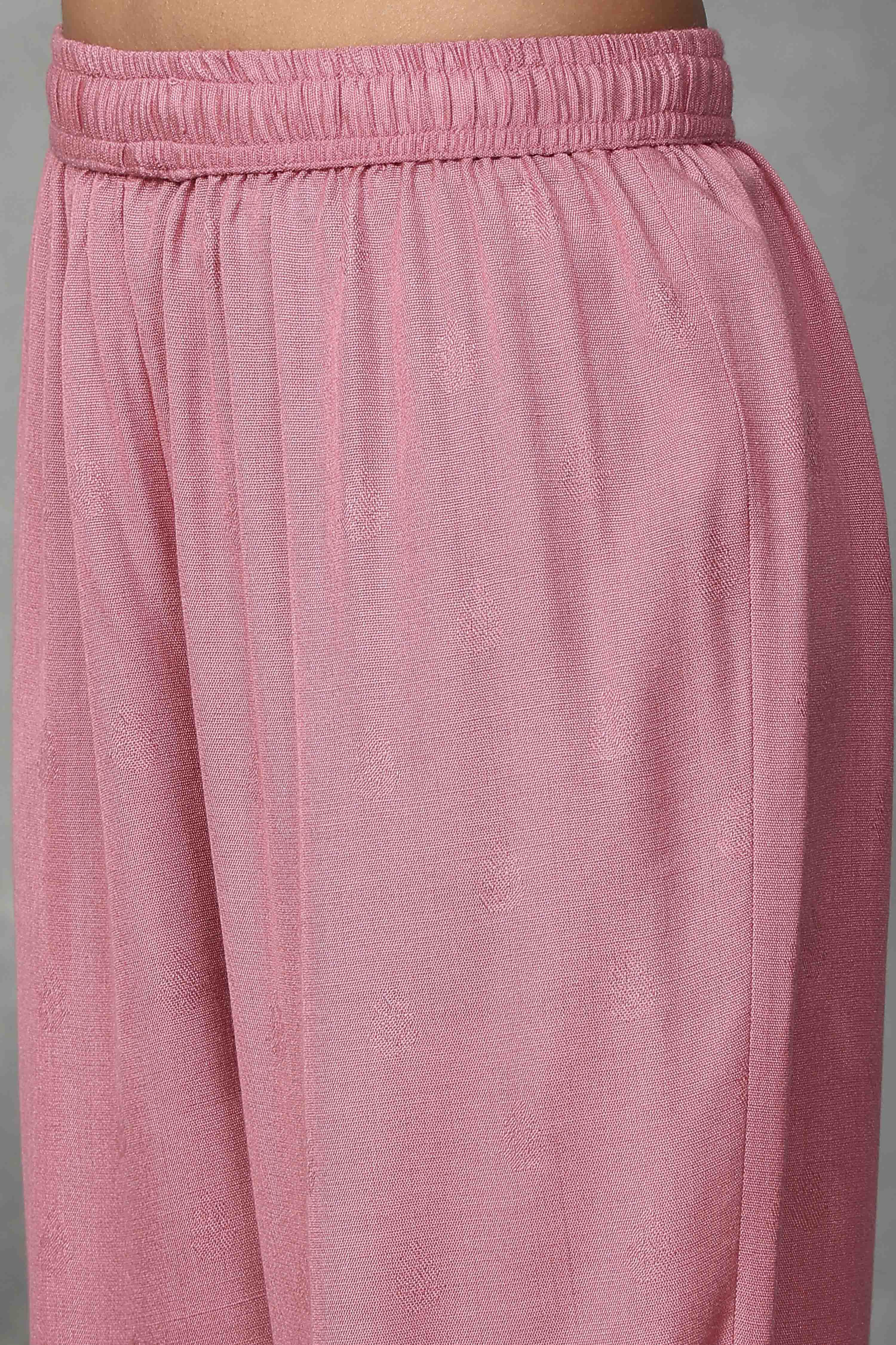 Pink Polyester Yarndyed Straight Suit Set image number 2