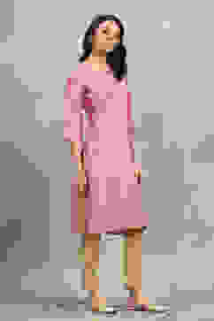 Pink Printed Straight Kurta image number 4