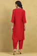 Mustard Polyester Solid Straight Kurta Pants Set image number 4