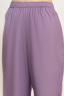 Purple Printed Straight Suit Set image number 2