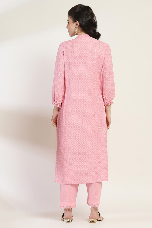 Pink Viscose Rayon Straight Set image number 4