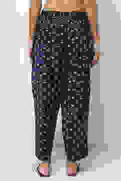 Indigo Cotton Printed Regular Pants image number 4