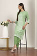 Green Viscose Rayon Kurta Pants Set