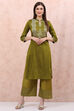 Lime Green Art Silk Palazzo Pants image number 5