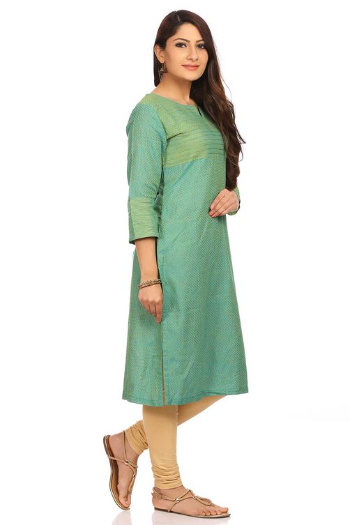 Mint Green Straight Poly Cotton Kurta image number 1