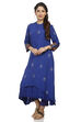 Blue Asymmetric Viscose Kurta image number 3
