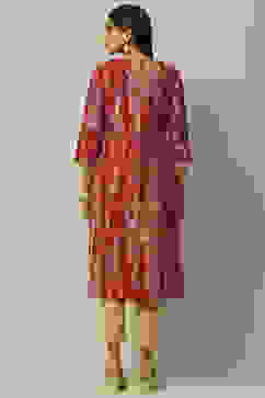 Maroon Viscose Blend Staight Kurta image number 3