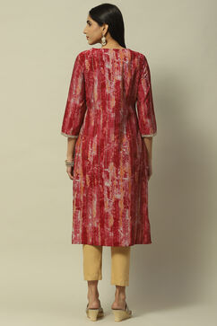 Maroon Viscose Blend Staight Kurta image number 3