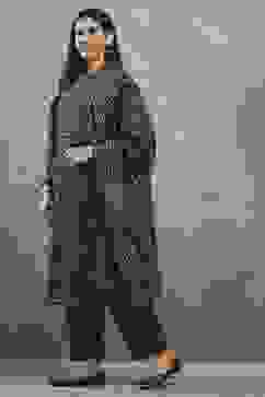 Black Polyester Printed Straight Suit Set image number 3