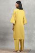 Yellow Viscose Blend Embroidered Straight Suit Set image number 4