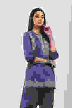 Blue Cotton Straight Tops image number 4