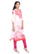Off White & Blue Cotton Straight Kurta image number 2