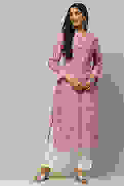 Pink Rayon Staight Kurta image number 5